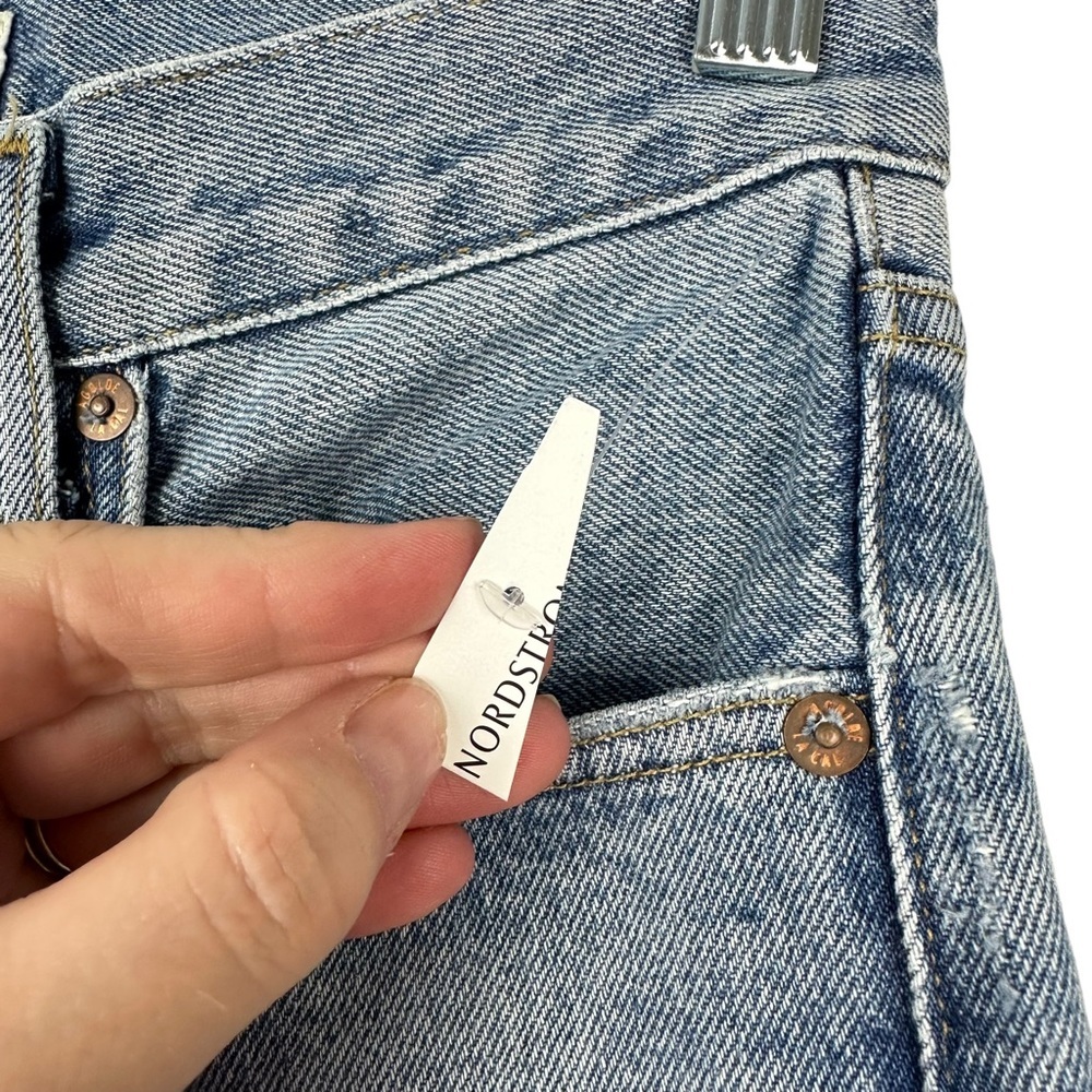 NWT Agolde Sz 23 Women's Blue Distressed Button Fly 90s Crop Jeans - Picture 7 of 15